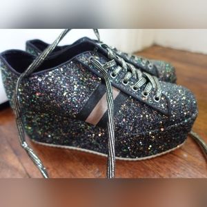 Rouge Helium Glitter Platform Sneaker